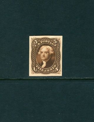 Scott 76p4,  5c Brown,  Plate Proof On Card.  Vf/xf.
