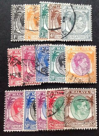 Singapore 1948 Full Set Of 15 Stamps To $5.  00 Vfu