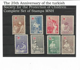 25th Anniversary Society For Protection Of Children Mnh Turkey Set Of Stamps