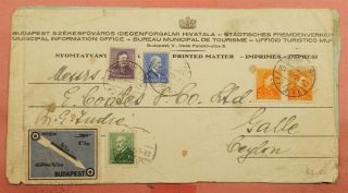 1925 Hungary To Ceylon With Airmail Label Front Only