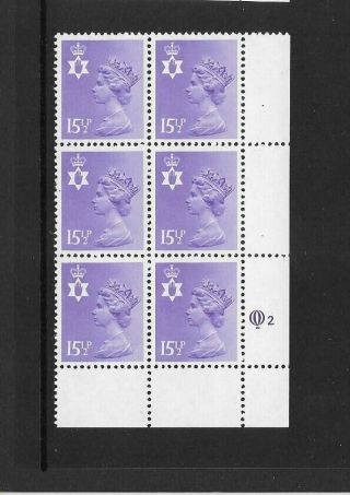 N Ireland - 15½p - Cylinder Block Of 6 - Cyl Q2 Lower - Unmounted