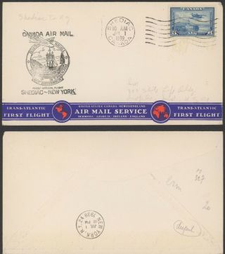 Canada 1939 - 1st Flight Air Mail Cover Shediac To York Usa 30521/7