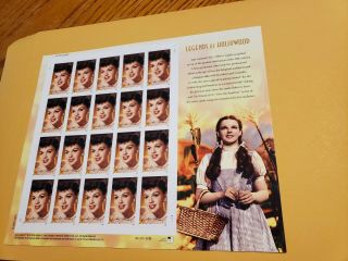 Legends Of Hollywood Judy Garland,  Sheet Of Twenty 39 Cent Stamps,  Scott 4077