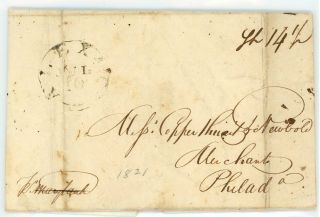 United States - Stampless Cover With Letter Sent To Philadelphia In 1821