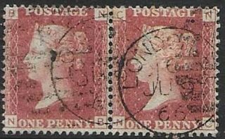Sg43 1d Red (plate 94) Pair Fine Cancelled With A " London " Cds