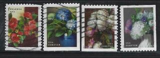 Us Sc 5237 - 5240 Flowers Of The Garden Pane Set Of 4 Off Paper Sound