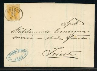 Trieste Postal History Lot 28 1869 2kr Folded Letter Trieste Local $$$