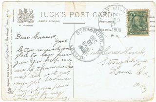 West Willow Pennsylvania 1908 Doane Hand Cancel On Happy Year Greeting