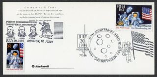 1994 Apollo 11 20th Anniv Man On The Moon - Rockwell Dual Fdc Pc278