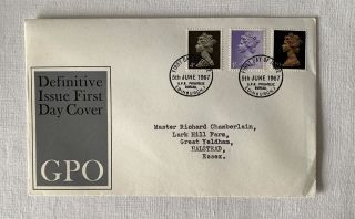 Definitive Issue Vintage First Day Cover Gpo 5th June 1967 Sg731 Sg742 & Sg744