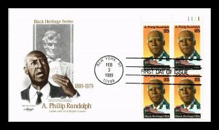 Us Cover A Philip Randolph Civil Rights Leader Black Heritage Fdc Plate Block