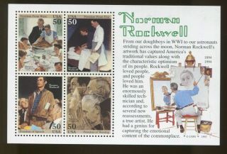 Us Mnh 2840 $2 Norman Rockwell Souvenir Sheet,  2840