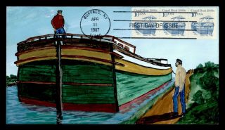 Dr Who 1987 Fdc Transportation Coil Canal Boat Hand Painted Rd Cachet E56842