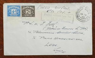1963 4d & 2d Postage Due On Cover To Police Headquarters,  Leigh.  Whitehaven Cds