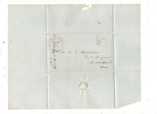 1851 Stampless Folded Cover,  Pensacola,  Fl,