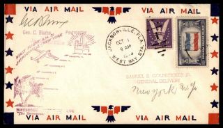 Jacksonville Fl Win The War Stamp 1944 First Flight Cover Autographed By Postmas