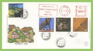 G.  B.  1999 Farmers Tale Set On First Day Cover,  Maff Meter,  Fisherie Cds