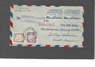 1946 Pan Am Airmail Test Bedford,  Oh To La Paz,  Bolivia & Return - Mixed Franking