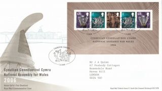 (18243) Gb Fdc Wales National Assembly Minisheet Cardiff 2006