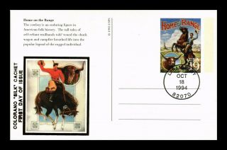 Dr Jim Stamps Us Cowboy On Range Western Legends Colorano Silk Fdc Postal Card