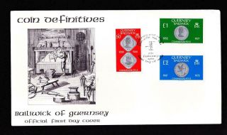 Guernsey Fdc 1980 Coins Of The Bailiwick 50p - £1 - £2 Combo,  Sc 201 - 203