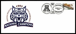 National Champions Arizona Wildcats Mens Basketball 1997 Wildcat Cachet On Cover
