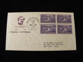 1939 Fdc - Baseball Centennial 855 Holland Abner Doubleday Cachet