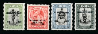 Papua N.  G.  1932 Short Set,  4 Values To Twopence.  M.  N.  H.