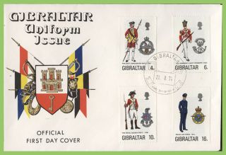 Gibraltar 1974 Military Uniforms Set First Day Cover
