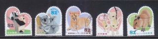 Japan 2014 Heartwarming Animal Scene Series 2 82 Yen Comp.  Set Of 5 Stamps