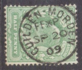 Gb Britain Edward 7th Postmark / Cancel " Guilden - Morden " 1909 (w Time Code)