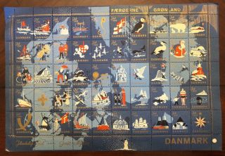 Danish Christmas Seals 1959,  Complete Sheet