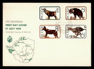 Dr Who 1976 Rhodesia Fdc Vulnerable Species Animal Combo Cachet E50672