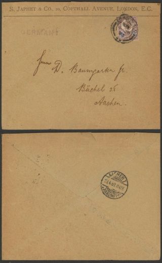 Gb 1903 - Cover To Aachen Germany 31766/13