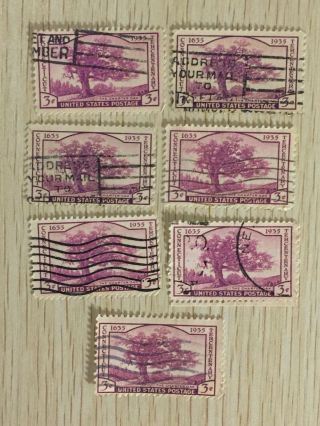 7 Us 1935 Postage Stamps The Charter Oak Connecticut Tercentenary