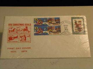 Use Christmas Seals 1972 First Day Cover With Cachet And 4 Stamp Block