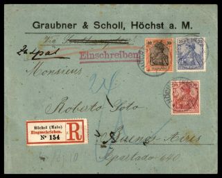 Germany Hochst 1900 Registered Advertising Cover To Argentina Buenos Aires