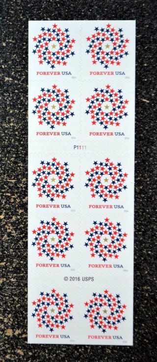 2016usa 5131a Forever Patriotic Spiral - Booklet Of 10 Nh