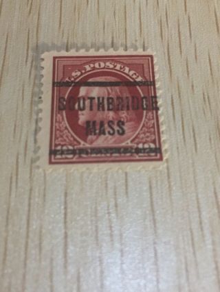 1917 Us Postage Stamp 512 Benjamin Franklin Southbridge Mass Precancel