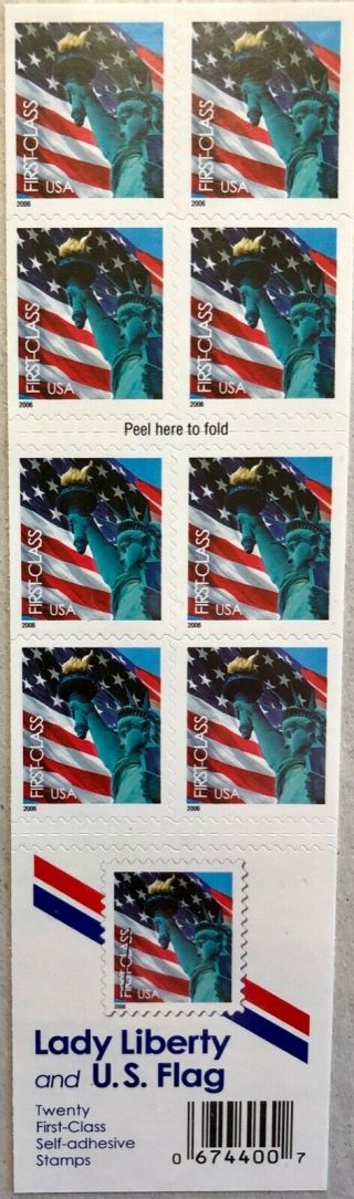 2006 Sc 3972a 2 - Side Booklet 20 Lady Liberty Nd (39c) Stamps Usps 674440