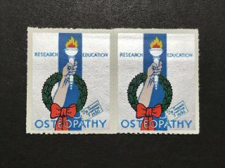 Gandg Us Poster Stamp Osteopathy Research Education 1950 Pair Nh Og