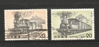 Japan 1975 Steam Locomotive Series 5th Issue Comp.  Set Of 2 Stamps Sc 1196 - 1197