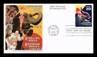Dr Jim Stamps Us Ringling Brothers American Circus 200 Years Fdc Cover Mystic