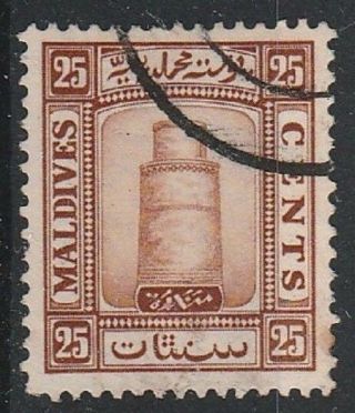 Maldive Is 1933 Kgv Sg18b 25c Brown Cd 