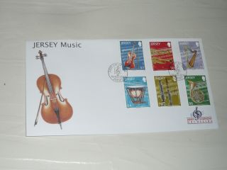 Jersey Post First Day Cover Stamps Jersey Music Trumpet Violin Harp Drum 2011 2
