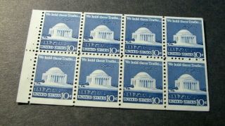 Us Stamp Scott 1520 Jefferson Memorial 1973 Pane Of 8 Mnh L267