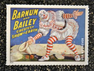 2014usa 4898 Forever Vintage Circus Posters Stamp - Barnum Bailey Clown