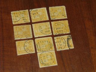 Lot (10) Us Possession Hawaii Stamp,  Scott 74 1c Yellow 1894 Cancelled Honolulu