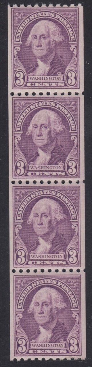 Tdstamps: Us Stamps Scott 722 3c Washington Nh Og Strip Of 4