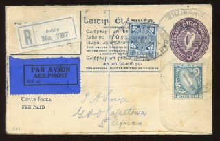 Ireland - 1931 - 5p Violet Registered Envelope To Cape Town.  South Africa